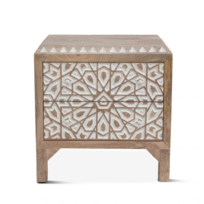 JASMINE BEDSIDE WITH WOODEN LEGS